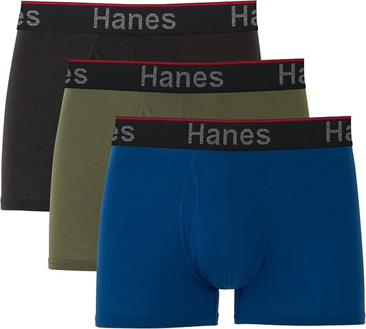 Hanes Men's Anti-Chafing Underwear Pack, 3-Pack, Total Support Pouch Moisture-Wicking Boxer Briefs, Trunks, or Long Leg