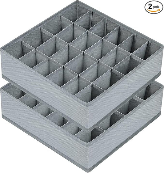 Joyoldelf Sock Drawer Organizer Divider 2 Packs Underwear Organizer, 24 Cell Closet Organizers and Storage Organizer Sock ...