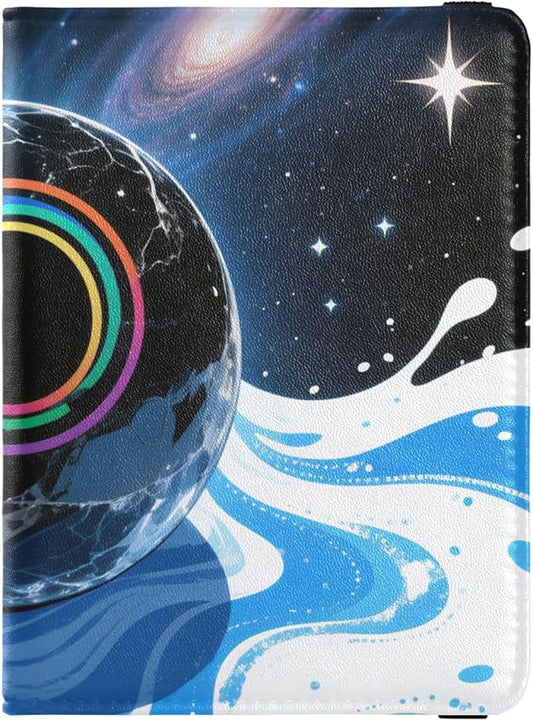 Cosmic Sphere Art Leather Passport and Vaccine Card Holder Combo Travel Documents Organizer Protector Passport Holder Comb...