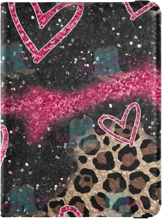 Leopard Heart Blush Pattern Leather Passport and Vaccine Card Wallet Combo Travel Documents Organizer Protector Passport H...