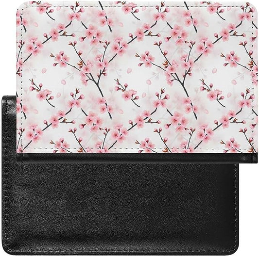 Portable Cherry Flowers Blossom Japanese Art Passport Holder And Holder Combo Passport Cover, Compatible Wallet Credit Car...