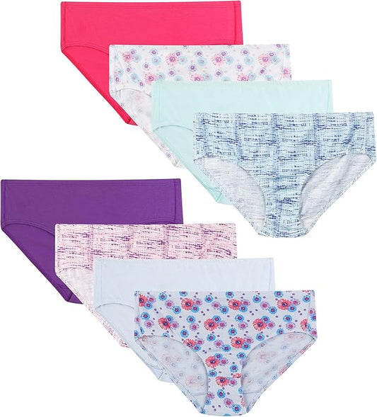 Hanes girls Organic Underwear, Brief & Hipster, Toddler & Girl Sizes, Pure Comfort Organic 100% Cotton Panties, 8-pack