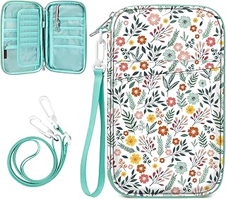 FINTIE Family Passport Holder for Travel, 6 People Big Capacity RFID Blocking Travel Document Organizer Clutch Bag with Pe...