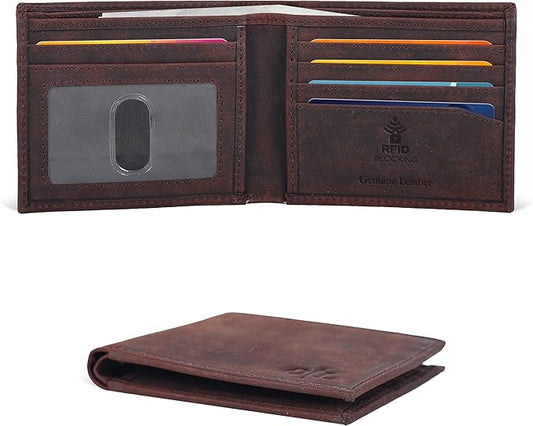 Oak Leathers Slim Leather Wallet for Men - RFID Wallets Credit Card Holder Ultra Thin Gift for Mens, Front Pocket Minimali...