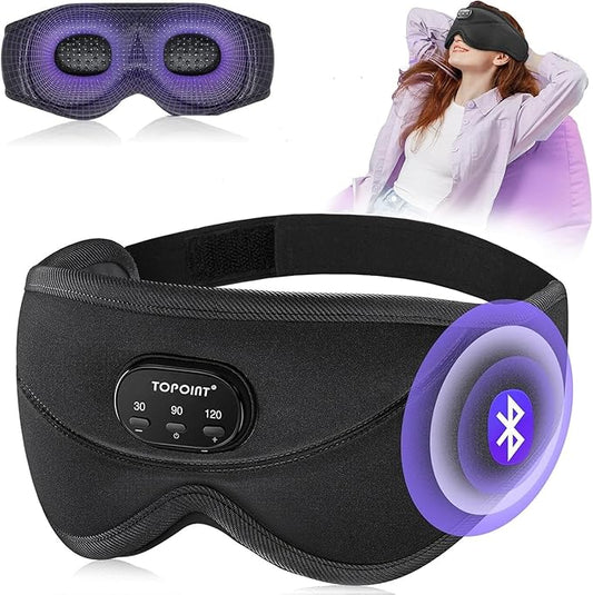 TOPOINT Sleep Mask with Bluetooth Headphones, 3D Eye Mask for Sleep Headphones with White Noise, Total Blackout, 5.4 Bluet...