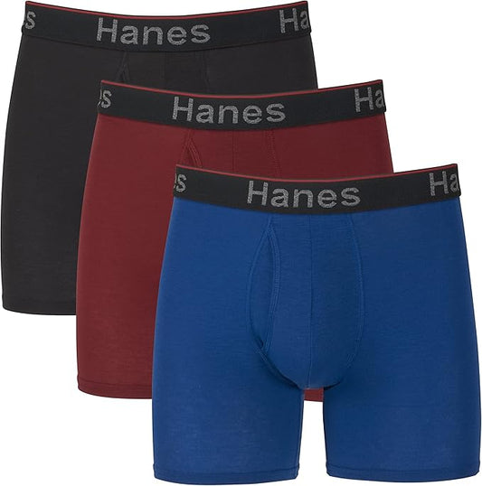 Hanes Men's Anti-Chafing Underwear Pack, 3-Pack, Total Support Pouch Moisture-Wicking Boxer Briefs, Trunks, or Long Leg