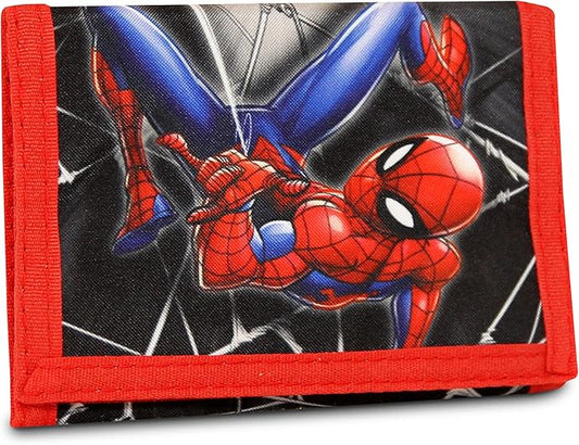 Marvel Spiderman Wallet for Boys and Girls Trifold Card Holder Wallets with Zipper Pouch, Gifts for Teens and Kids.