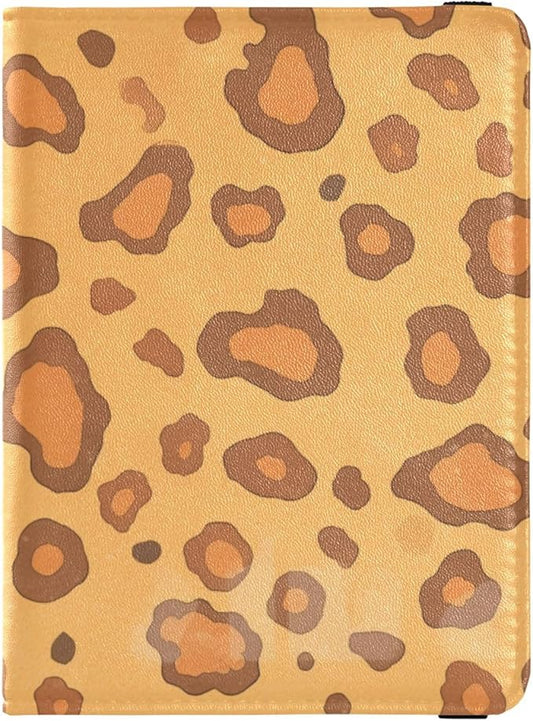 Leopard Skin Print Style Orangered Leather Passport and Vaccine Card Wallet Combo Travel Passport Wallet With Vaccination ...