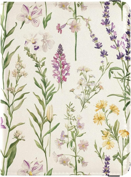 Spring Flowers Beige Passport and Vaccine Card Wallet Combo Travel Passport Wallet With Vaccination Card Slot Passport Hol...