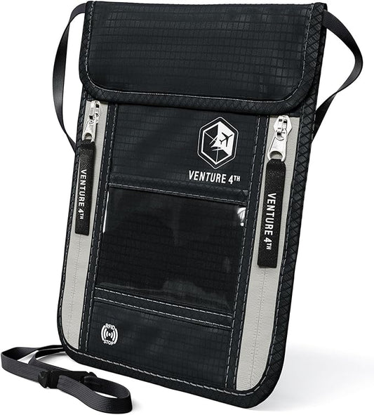VENTURE 4TH Neck Wallet, RFID Blocking Passport Holder for Travel – Hidden Neck Pouch with 6 Compartments, Slim Lightweigh...