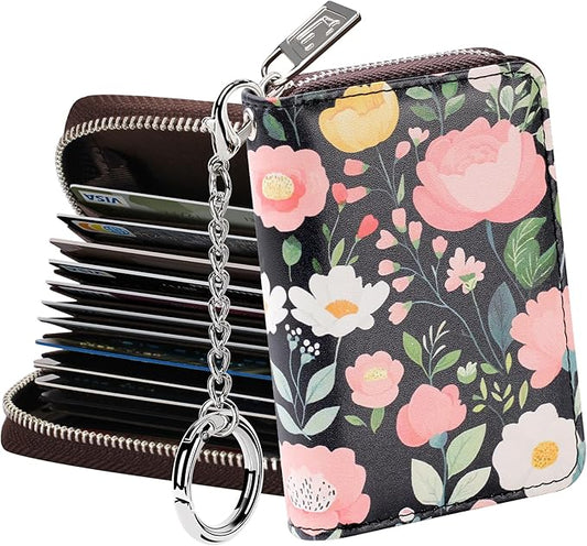 FurArt Zipper Wallet Women, RFID Blocking Credit Card Wallet, Business Card Holder, Compact Size KeyChain Wallet