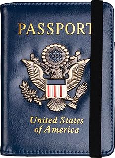 TOURSUIT RFID Blocking Passport Holder for Women Men, Leather Passport Travel Wallet with Metal 3D Metal Badge, Travel Doc...