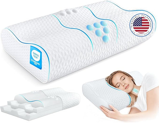 zibroges Cervical Neck Pillow for Pain Relief- Queen Size Adjustable Cooling Pillow for Sleeping, Memory Foam Pillows for ...