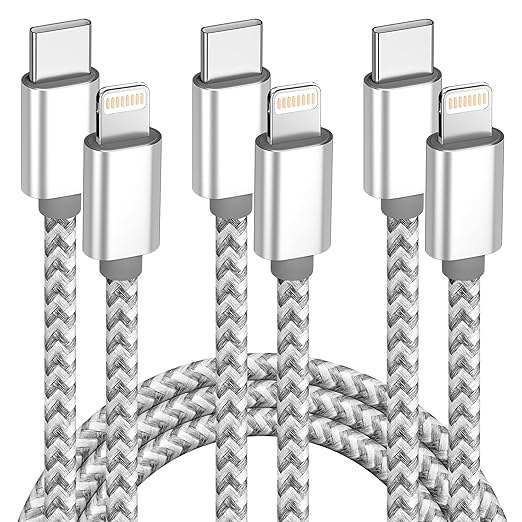 USB C to Lightning Cable 3Pack 6 FT Apple MFi Certified iPhone Fast Charger Type c to Lightning Cable Nylon Braided iPhone...