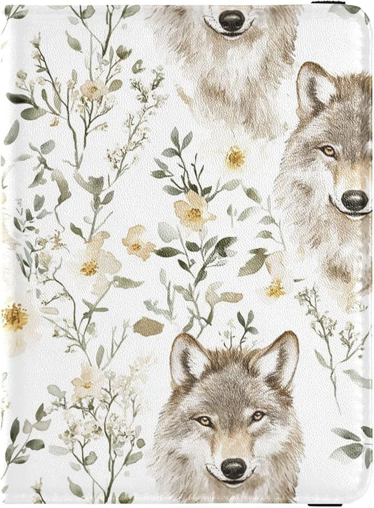 Aesthetic Wolfs Passport and Vaccine Card Wallet Combo Travel Passport Wallet Passport Holder Combo with Vaccine Card Slot...