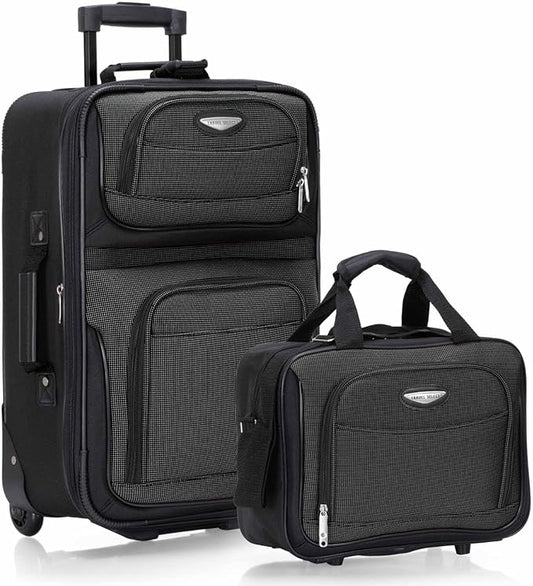 Travel Select Amsterdam Softside Expandable Luggage with Rolling Wheels, Gray, 2-Piece Set (15/21)