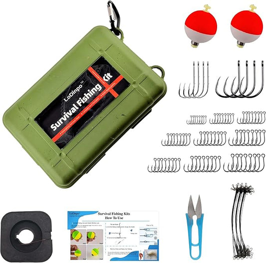 LoDinpo Mini Survival Fishing Kit Small Emergency Fishing TackleBox Pocket Outdoor Fishing Set Travel Party Fishing shoebo...