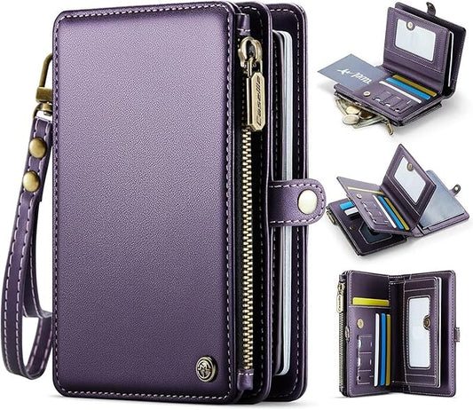 XIMAND Passport Holder Wallet Bag with AirTag Holder, 11 Card Slots and Passport Solt Cash Solt Photo Solt Zipper Pocket, ...