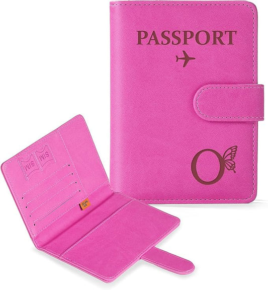 COSHAYSOO Initial RFID Passport Holder for Travel Women Passports Cover Case Air Essentials Airplane Flight Accessories Ai...
