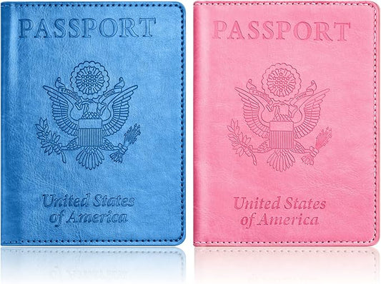 Eoehro Passport Holder for Travel Essentials-2Pack, Passport Wallet Cover Case for Travel Must Haves Accessories,Passport ...