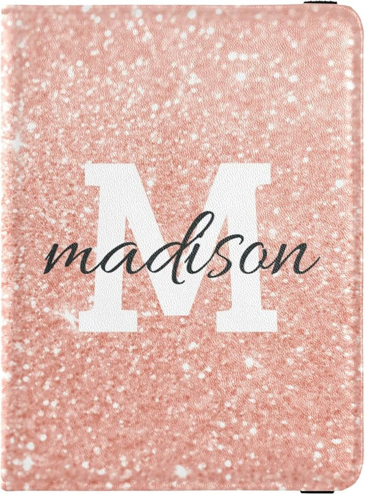 Custom Passport Holder Cover with Vaccine Card Slot CDC Vaccine Card Case Protector Rose Gold Pink Glitter Cover Passport ...