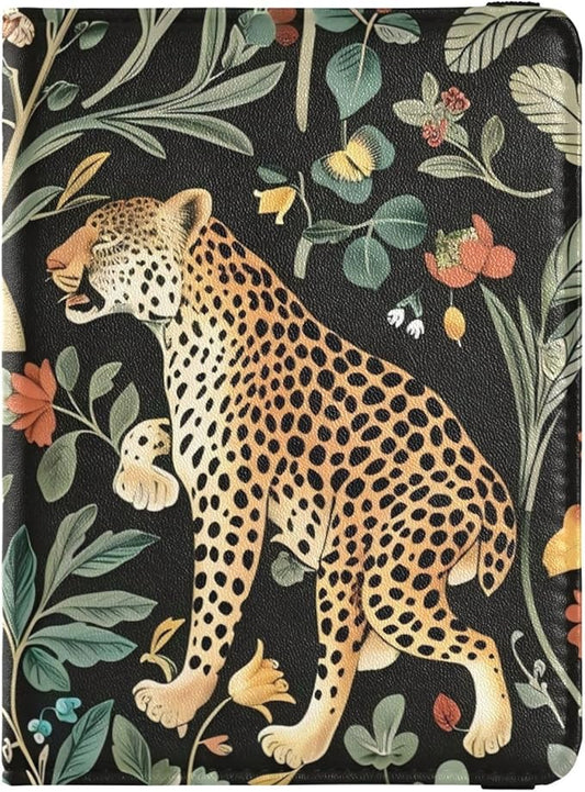 Leopard Floral Pattern Leather Passport and Vaccine Card Holder Combo Passport Case Travel Documents Wallet Passport Holde...