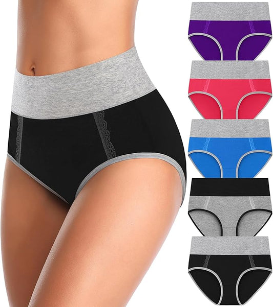 MISSWHO Cotton High Waisted Womens Underwear Soft Stretch Breathable Full Coverage Ladies Panties Multipack