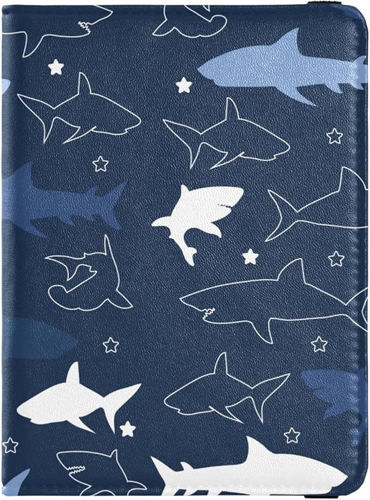 Sletend Passport Holder Shark Cartoon Passport Cover for Women Men,Travel Document Organizer Holder Accessories Boy Girl t...