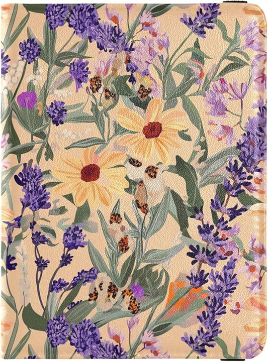 Purple Florals Passport and Vaccine Card Holder Combo Passport Case Travel Documents Wallet Passport Holder Combo with Vac...