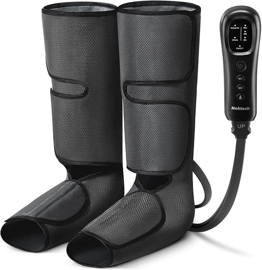 Nekteck Leg Compression Massager for Circulation and Relaxation, FSA Eligible Foot and Calf Massage Machine 2 Modes 3 Inte...