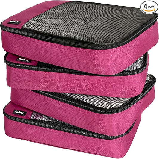 Packing Cubes for Travel Essentials,4 Set Packing Cubes for Suitcases,Lightweight Mesh Luggage Organizer Bag,Pink