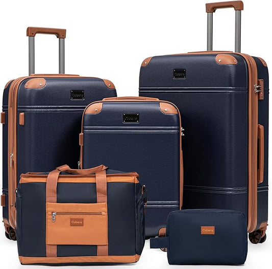 Cobens Expandable Luggage Sets 5 Piece with Detachable Spinner Wheels and TSA Lock,ABS Hard Case Suitcases with Wheels,Car...
