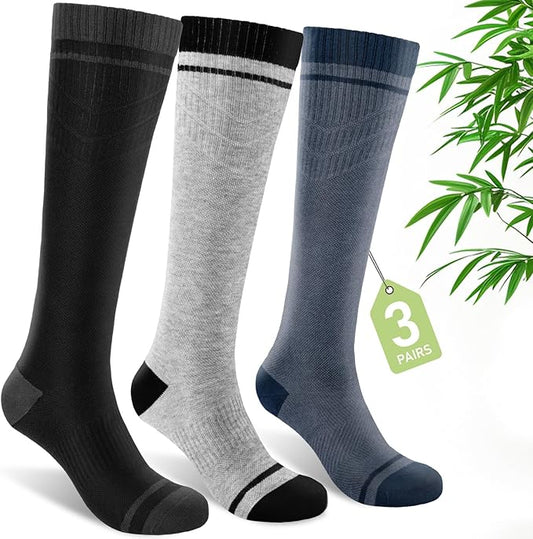SONORAN Bamboo Viscose Compression Socks for Women & Men (3 Pairs) 15-20 mmHg Knee High Support for Nurses, Travel, Pregnant