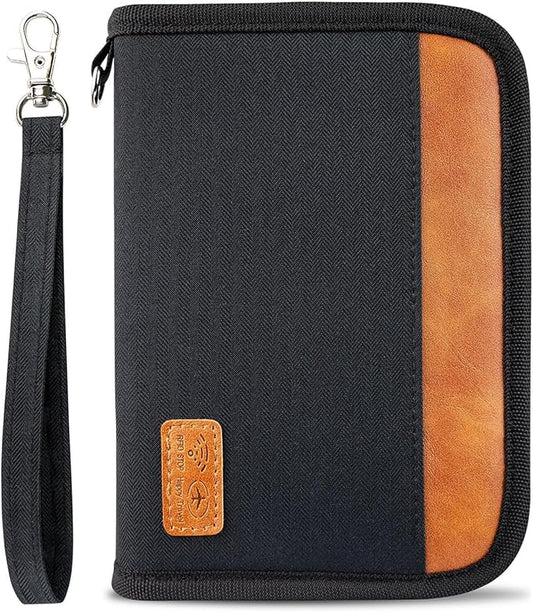 Passport Holder for Famliy Travel Wallet Passport Wallet Document RFID Blocking Organizer with Zipper Clutch Bag Flight Ti...