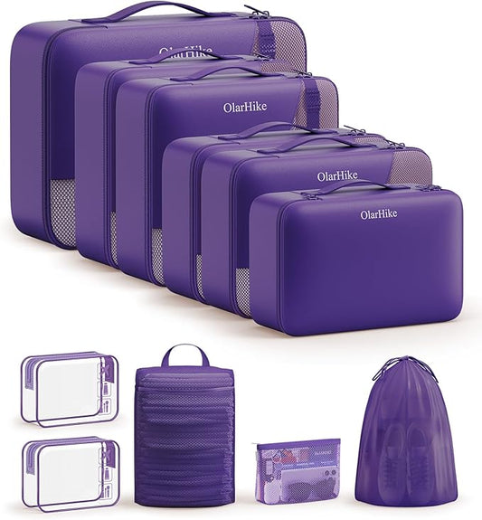 OlarHike Packing Cubes for Travel, Organizers for Suitcase, 9 Set Purple