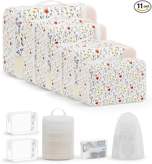 11 Set Packing Cubes for Travel, Gifts for Women Mom Kids, TSA Approved Bags for Makeup, Cosmetic, Toiletry, Suitcase Orga...