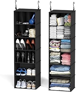 SpaceAid 2 Pack Hanging Closet Organizer and Storage with Dividers, 24 Compartments Hanging Shoe Shelves for Closet, Wardr...