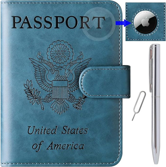Airtag Passport Holder Cover Wallet Travel Essentials Leather Rfid Blocking Case Vacation Luggage Must Haves Travel Access...