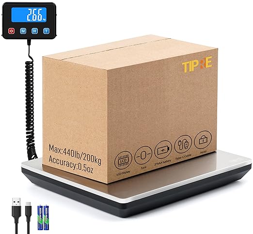 TIPRE Digital Shipping Postal Scale 0.5 oz High Accuracy! 440lb Commercial Weight Scale for Package, Small Business, Mail,...