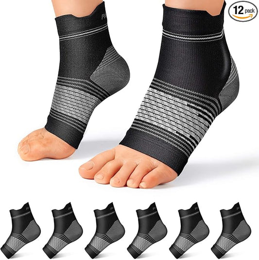 Plantar Fasciitis Sock (6 Pairs) for Men and Women, Compression Foot Sleeves with Arch and Ankle Support, Black, X-Large