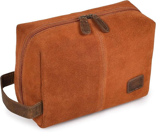 LEATHER VILLAGE Premium Leather Travel Toiletry Bag for Men & Women - Dopp Kit for Shaving & Bathroom Organizer for Travel...