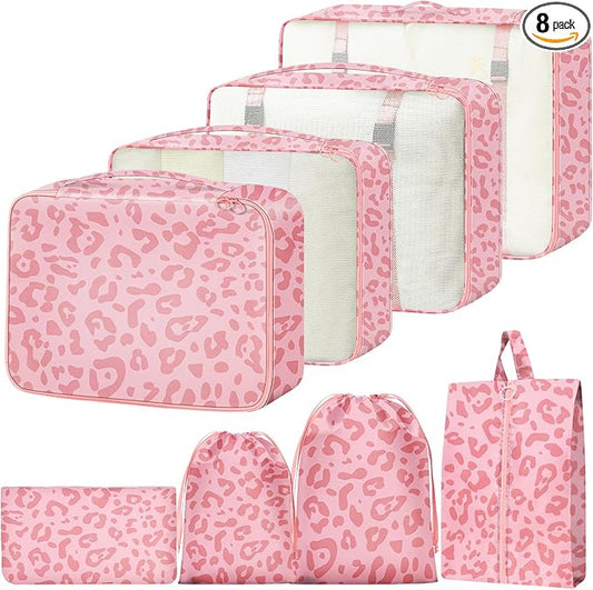 YEEYAA Packing Cubes for Travel - 8 Set Luggage Organizer Bags for Family, Mesh Breathable Packing Cubes for Suitcases Dur...