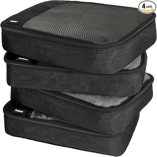 Packing Cubes for Travel Essentials,4 Set Packing Cubes for Suitcases,Lightweight Mesh Luggage Organizer Bag,Black