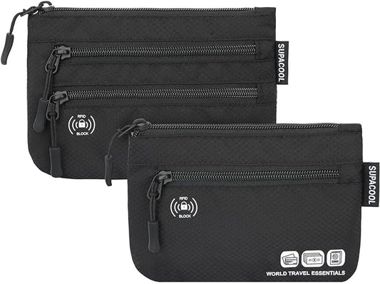 SUPACOOL Passport Holder Bag, Travel Wallet for Men Women Family, Passport Pouch, Card Holder Organizer, RFID Blocking, Tw...