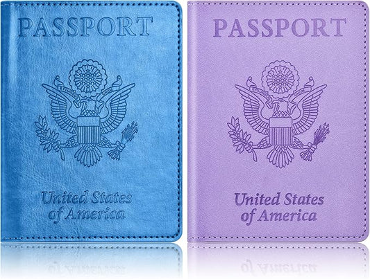 Eoehro Passport Holder for Travel Essentials-2Pack, Passport Wallet Cover Case for Travel Must Haves Accessories,Passport ...