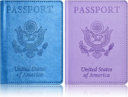 Eoehro Passport Holder for Travel Essentials-2Pack, Passport Wallet Cover Case for Travel Must Haves Accessories,Passport ...