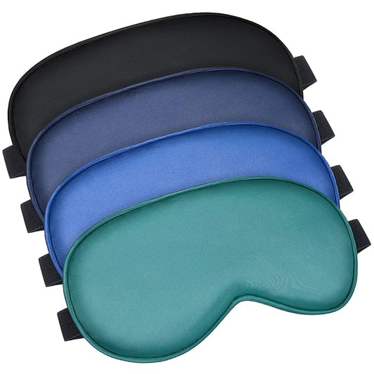 BBTO 4 Pcs Silk Sleep Eye Masks Smooth Soft Satin Eye Covers with Adjustable Strap Blindfold for Sleeping Blocking Out Lig...