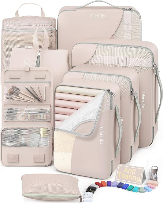 10 Set/8 Set Packing Cubes for Travel, Gifts for Women Mom,Anti-Tearing Suitcase Organizer for Luggage with Shoe & Hanging...