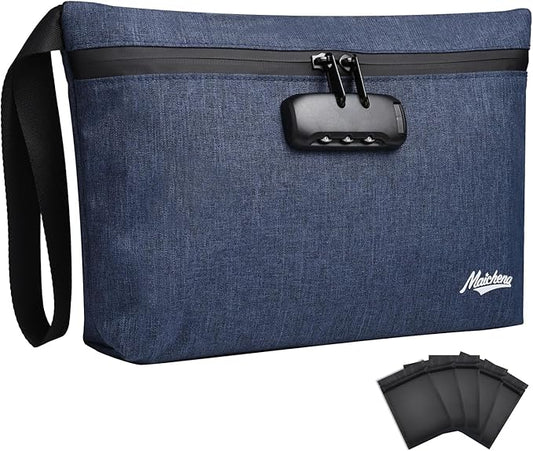 MAICHENG Storage Bag with Combination Lock 12.6"x7.5" Large Storage Container Medicine Lock Bag Money Organizer Travel Sto...