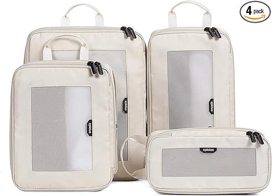 EPICKA TripCozy Compression Packing Cubes - 4 Set Durable Travel Organizer Bags with Mesh Top, Expandable Travel Accessori...